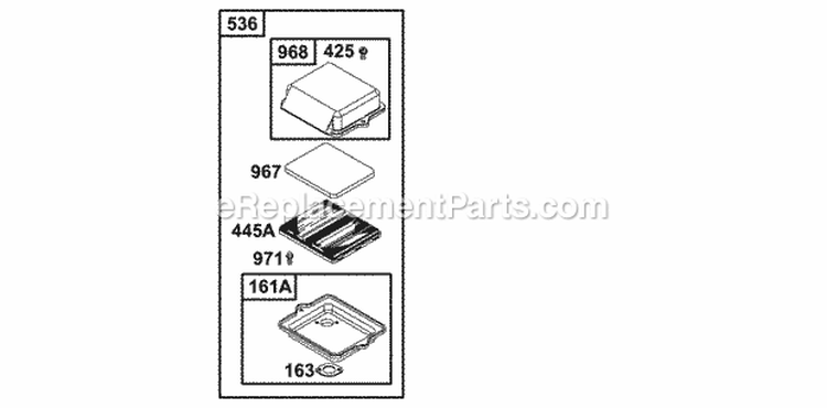 Air Cleaner Group Diagram and Parts List for 134202-1114-E1  Briggs and Stratton Engine